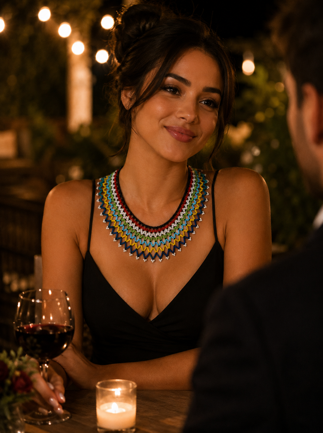 Zulu Rainbow Beaded Collar Necklace – Handmade Umgexo Statement Piece