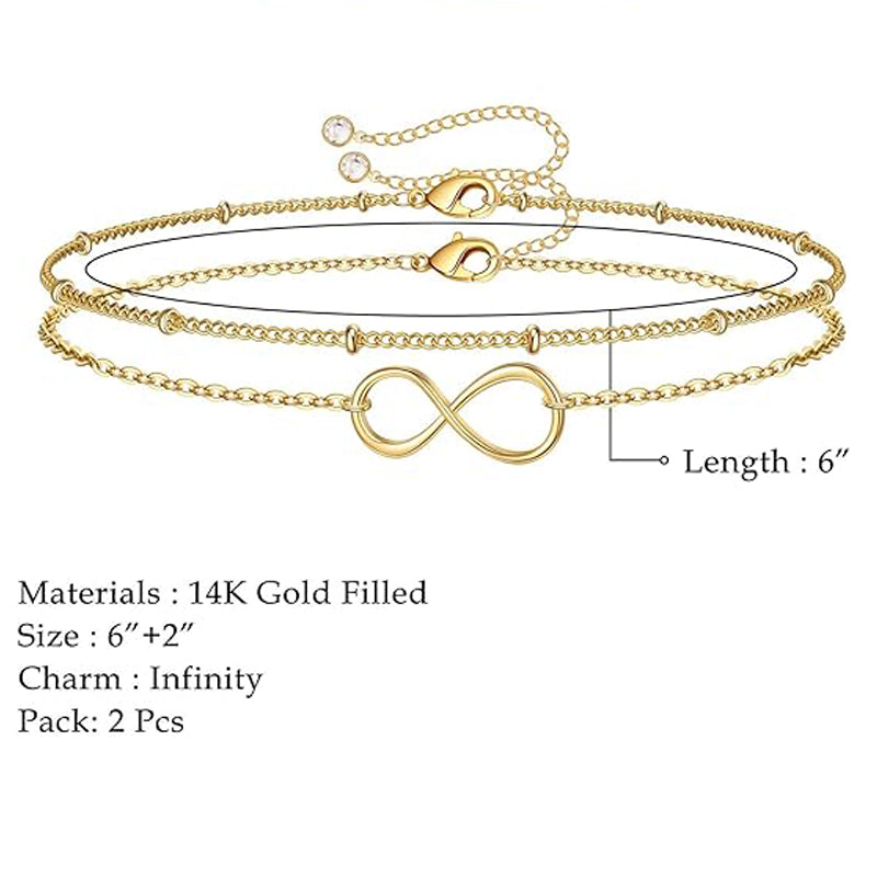 14K Gold Layered Chain Bracelet – Dainty Adjustable Luxury Bracelet for Women