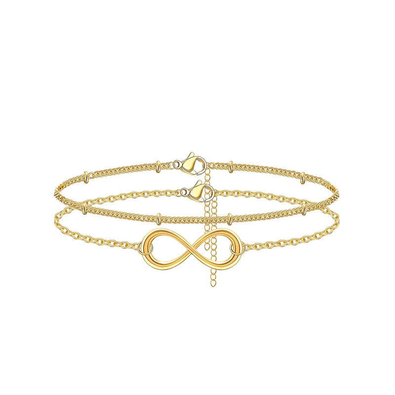 14K Gold Layered Chain Bracelet – Dainty Adjustable Luxury Bracelet for Women