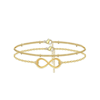 14K Gold Layered Chain Bracelet – Dainty Adjustable Luxury Bracelet for Women