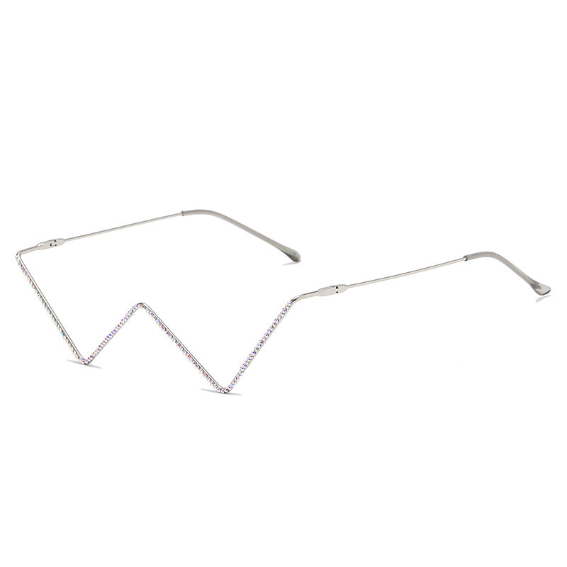 Facelets Diamond V-Frame Glasses – Luxury Half-Frame Statement Shades