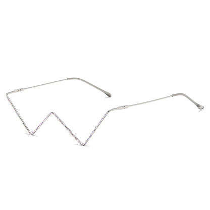 Facelets Diamond V-Frame Glasses – Luxury Half-Frame Statement Shades