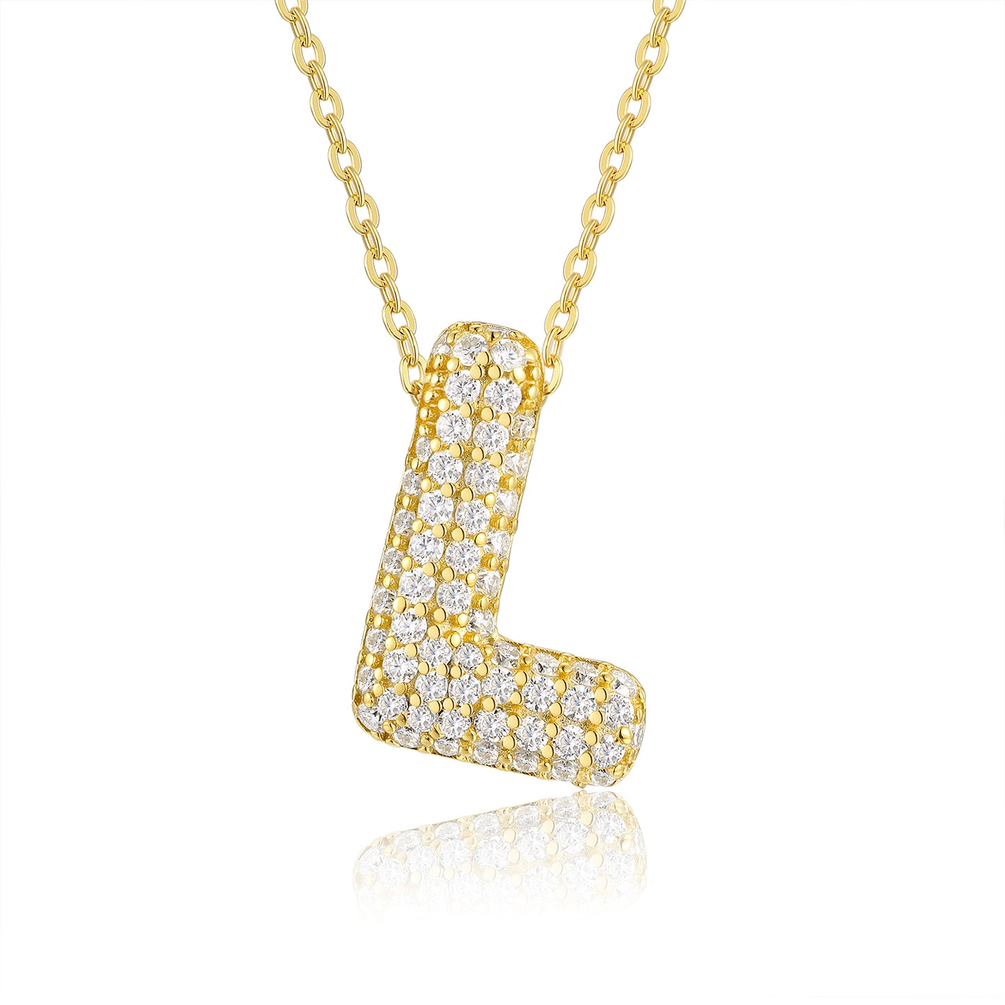 Bubble Letter L Pendant – Moissanite S925 Silver Necklace