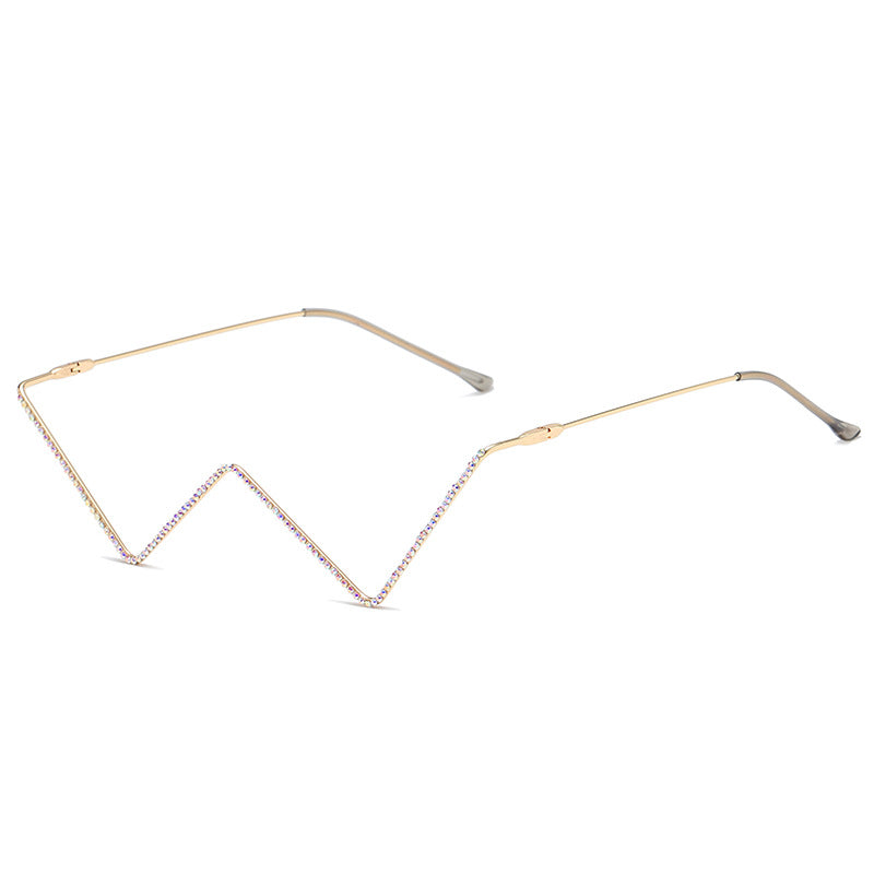 Facelets Diamond V-Frame Glasses – Luxury Half-Frame Statement Shades