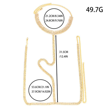 Men’s Full Diamond Halter Body Chain – Multi-Row Luxury Statement Necklace