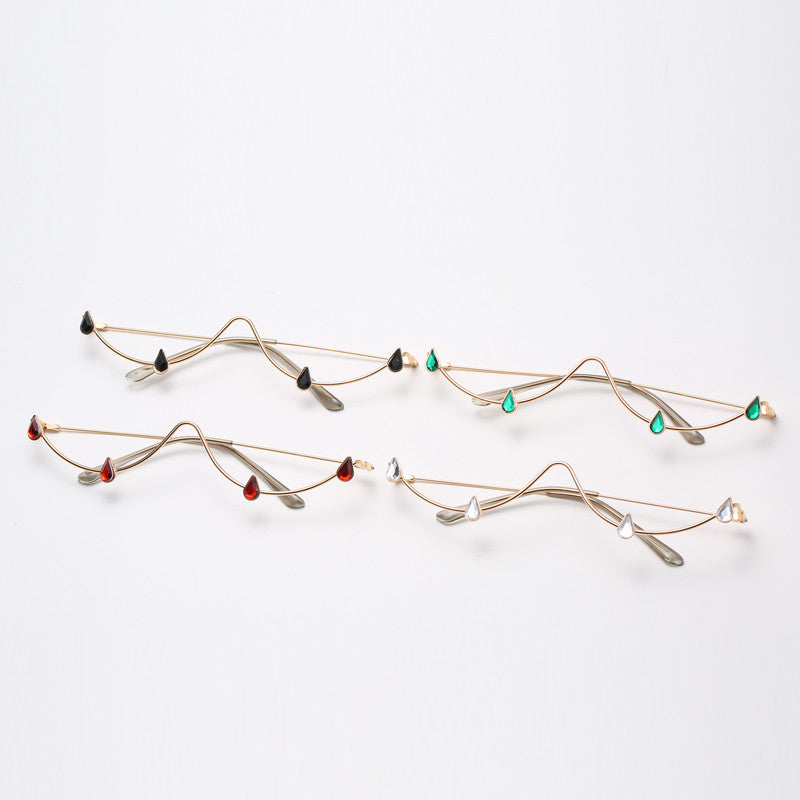 Facelets Starline Frame Glasses – Gold Diamond Irregular Statement Eyewear