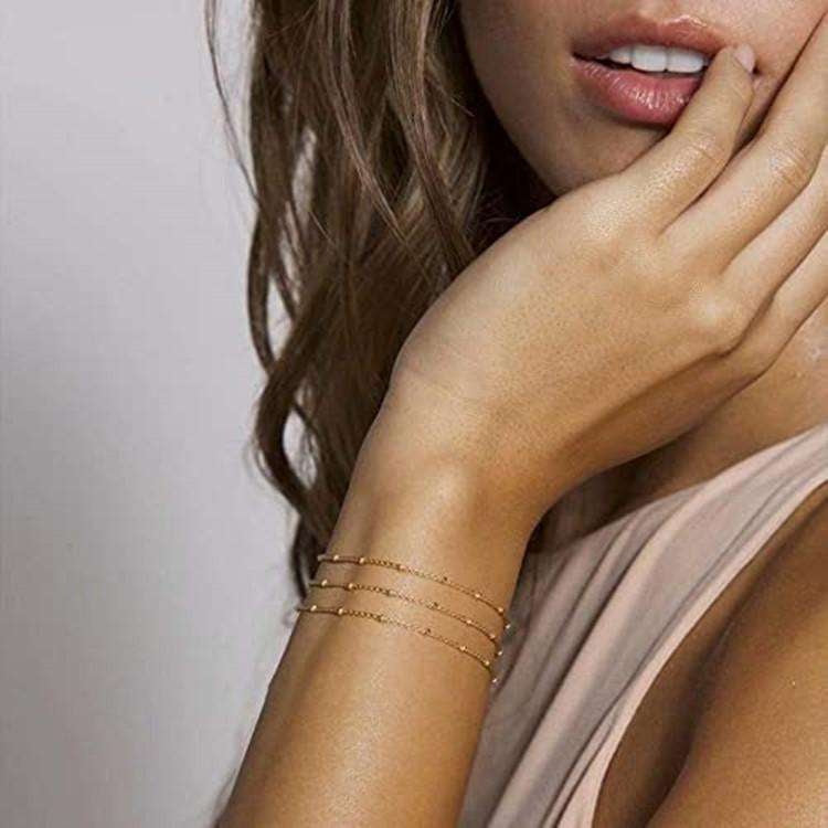 14K Gold Dainty Layered Bracelet