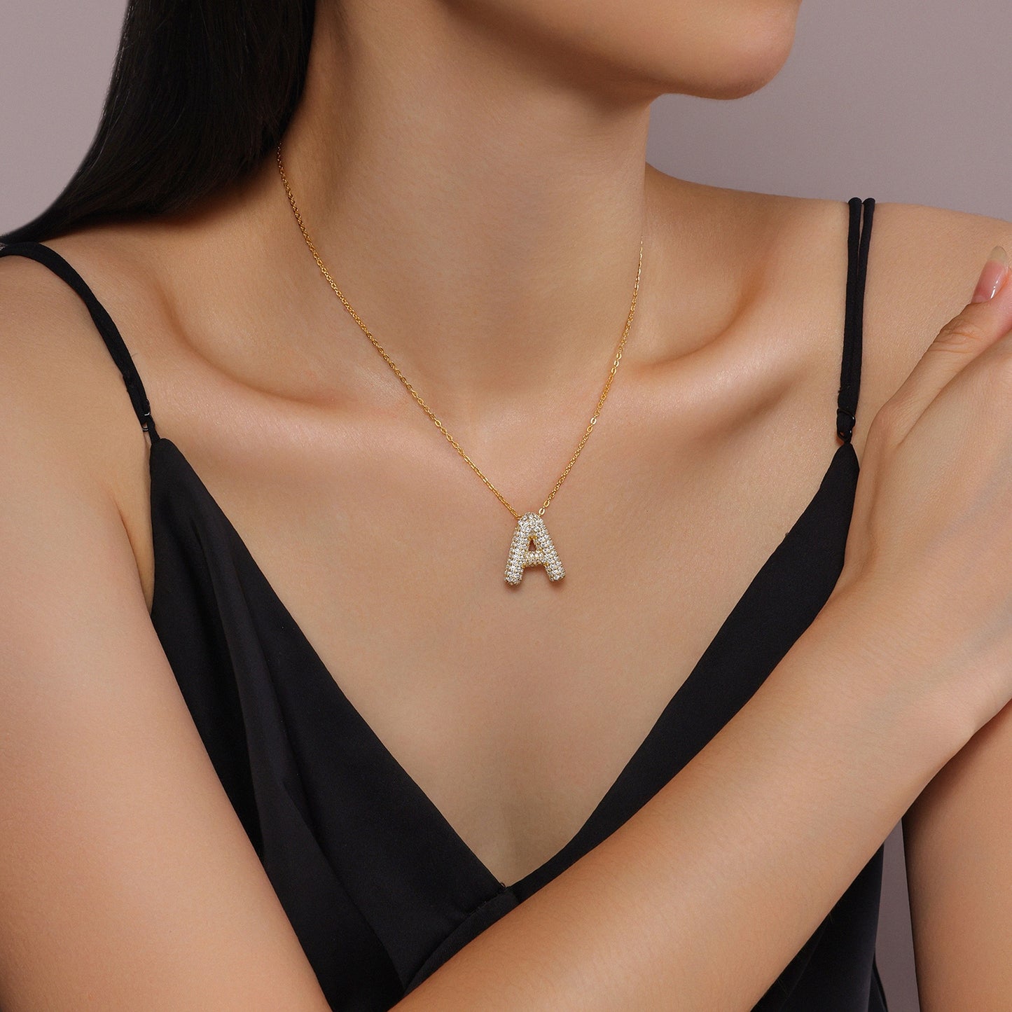 Bubble Letter L Pendant – Moissanite S925 Silver Necklace
