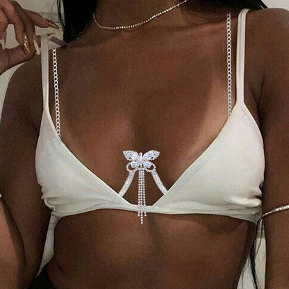 Diamond Tassel Body Chain – Elegant Chest Jewelry Accessory