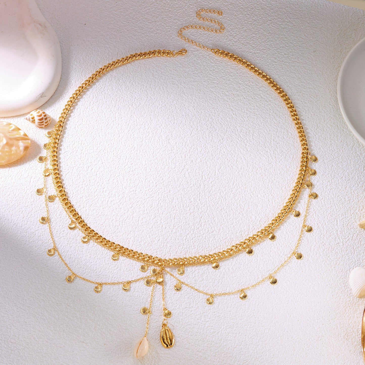 Shell Scallop Waist Chain – Elegant Beach Body Jewelry