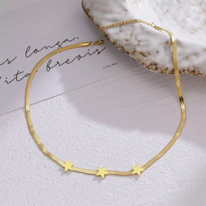 Star Blade Snake Chain Necklace – Gold Titanium Steel Choker