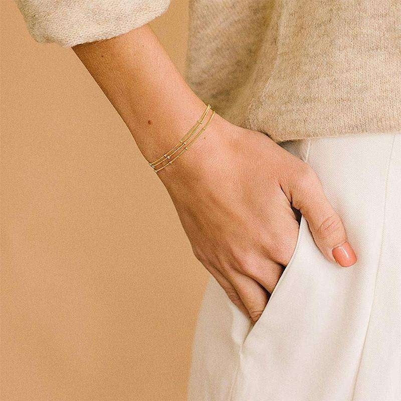 14K Gold Dainty Layered Bracelet