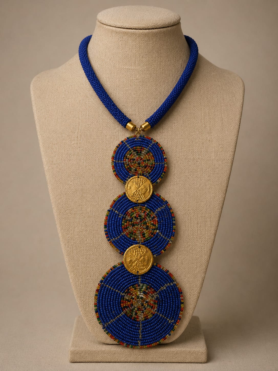 Royal Blue Maasai Beaded Statement Necklace