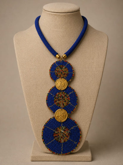 Royal Blue Maasai Beaded Statement Necklace