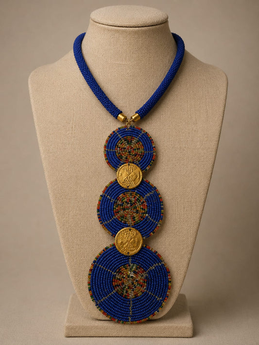 Royal Blue Maasai Beaded Statement Necklace