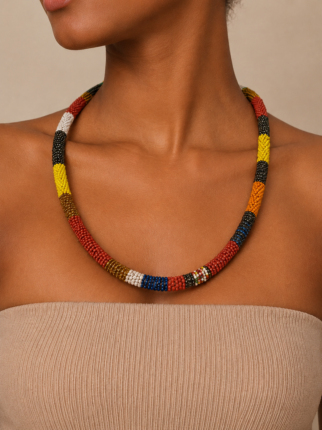 Zulu Beaded Rope Necklace – Handmade African Statement Piece