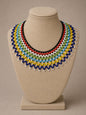 Zulu Rainbow Beaded Collar Necklace – Handmade Umgexo Statement Piece