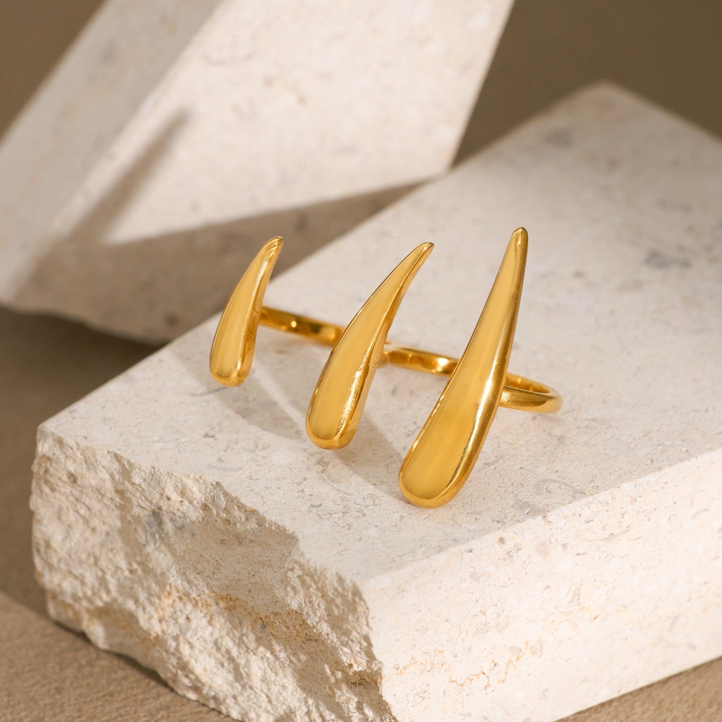 Electroplated Titanium Steel Double Finger Ring – Modern Statement Jewelry
