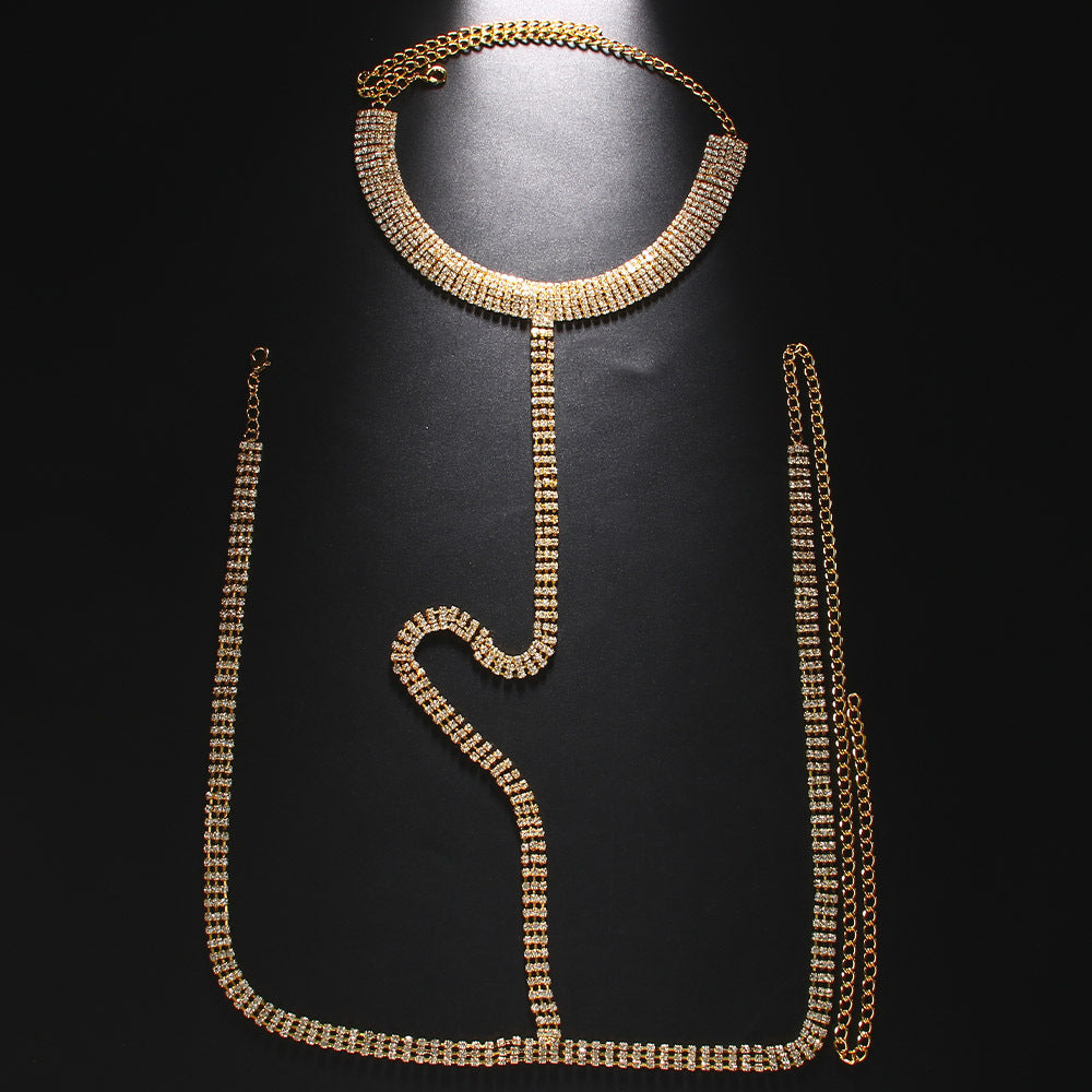 Men’s Full Diamond Halter Body Chain – Multi-Row Luxury Statement Necklace