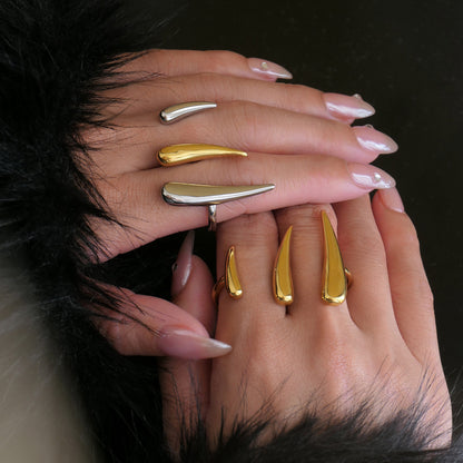 Electroplated Titanium Steel Double Finger Ring – Modern Statement Jewelry