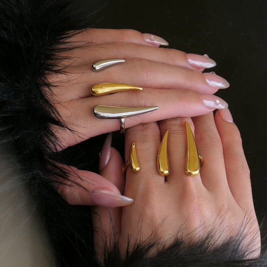 Electroplated Titanium Steel Double Finger Ring – Modern Statement Jewelry
