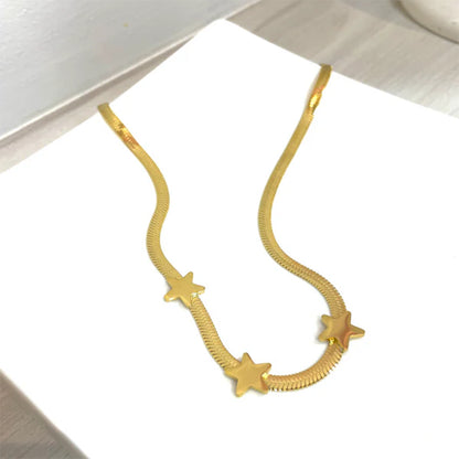 Star Blade Snake Chain Necklace – Gold Titanium Steel Choker