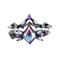 Midnight Bloom Diamond Ring Set – Gun Black Gemstone Flower Duo