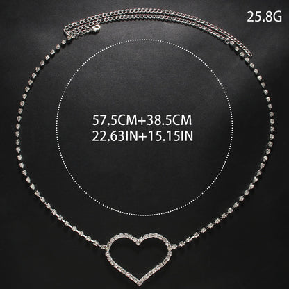 Heart Rhinestone Waist Chain – Elegant Single Layer Body Jewelry