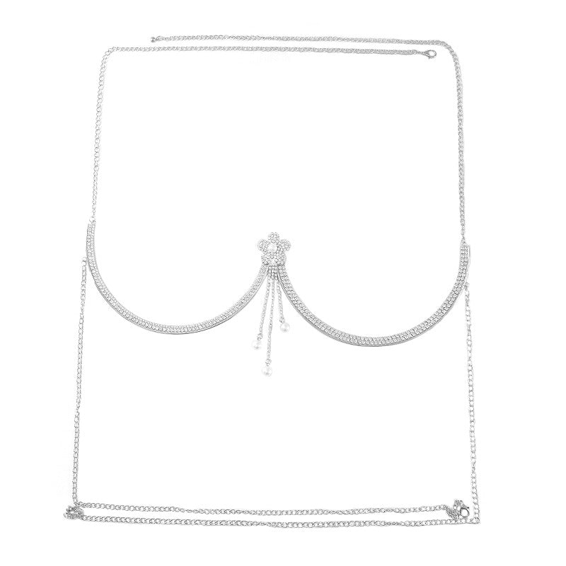 Diamond Tassel Body Chain – Elegant Chest Jewelry Accessory