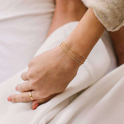 14K Gold Dainty Layered Bracelet