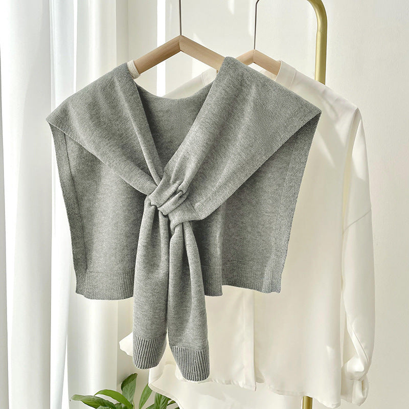 Preppy Shawl – All-Match Solid Colour Knitted Scarf