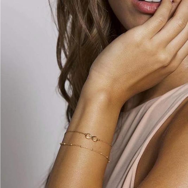 14K Gold Layered Chain Bracelet – Dainty Adjustable Luxury Bracelet for Women