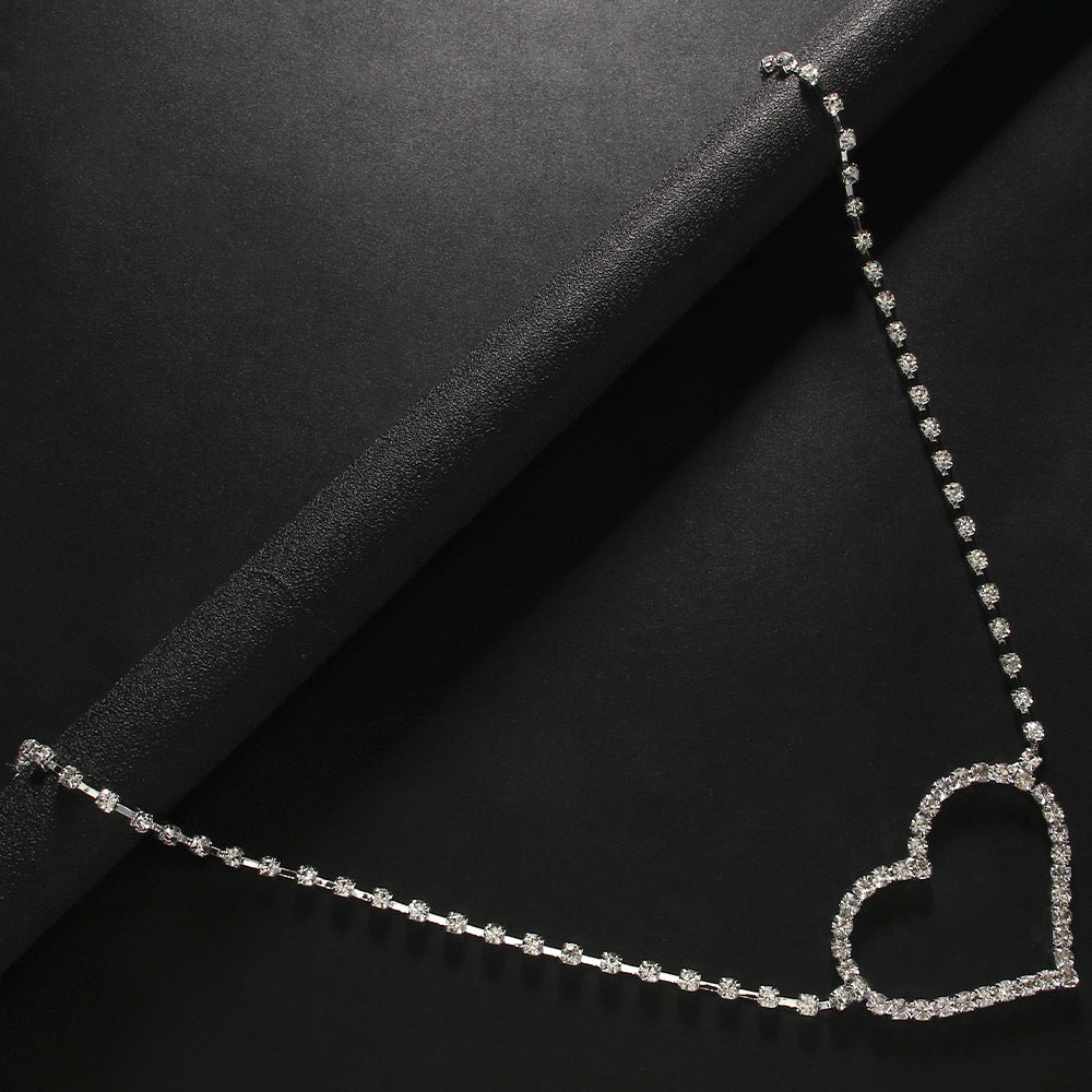 Heart Rhinestone Waist Chain – Elegant Single Layer Body Jewelry