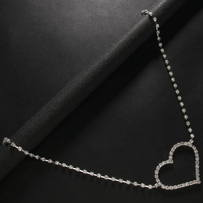 Heart Rhinestone Waist Chain – Elegant Single Layer Body Jewelry